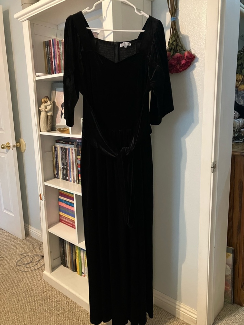 Ivy City Co Black Velvet Livi Jumpsuit with Tie Waist